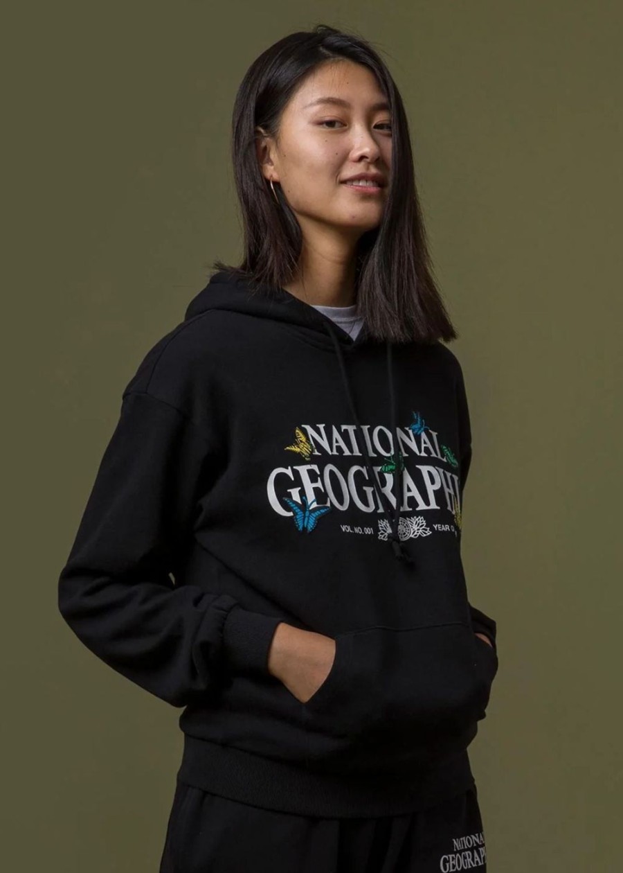 Women Parks Project Sweaters & Sweatshirts | National Geographic X Parks Project Night Butterflies Organic Hoodie Black