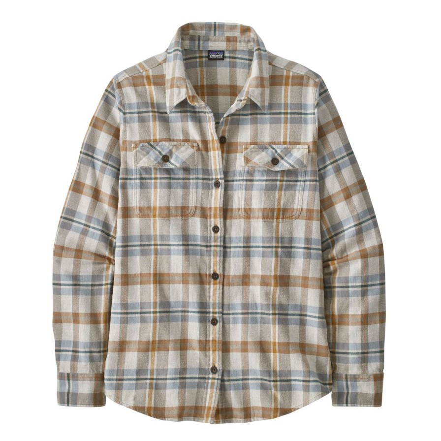 Women Patagonia Long Sleeve Shirts | Long Sleeve Organic Cotton Mid-Weight Fjord Flannel Shirt