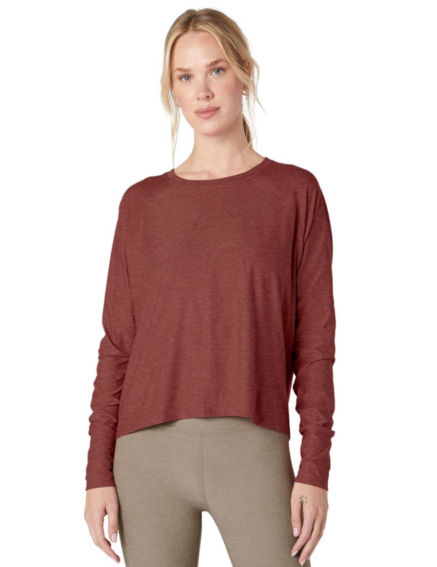 Women Beyond Yoga Sports Bras & Crop Tops | Featherweight Daydreamer Pullover Graperose Heather