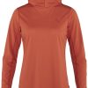 Women Fjällräven Long Sleeve Shirts | Abisko Sun-Hoodie Women'S Rowan Red