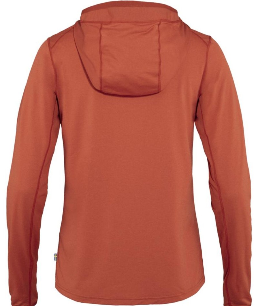 Women Fjällräven Long Sleeve Shirts | Abisko Sun-Hoodie Women'S Rowan Red