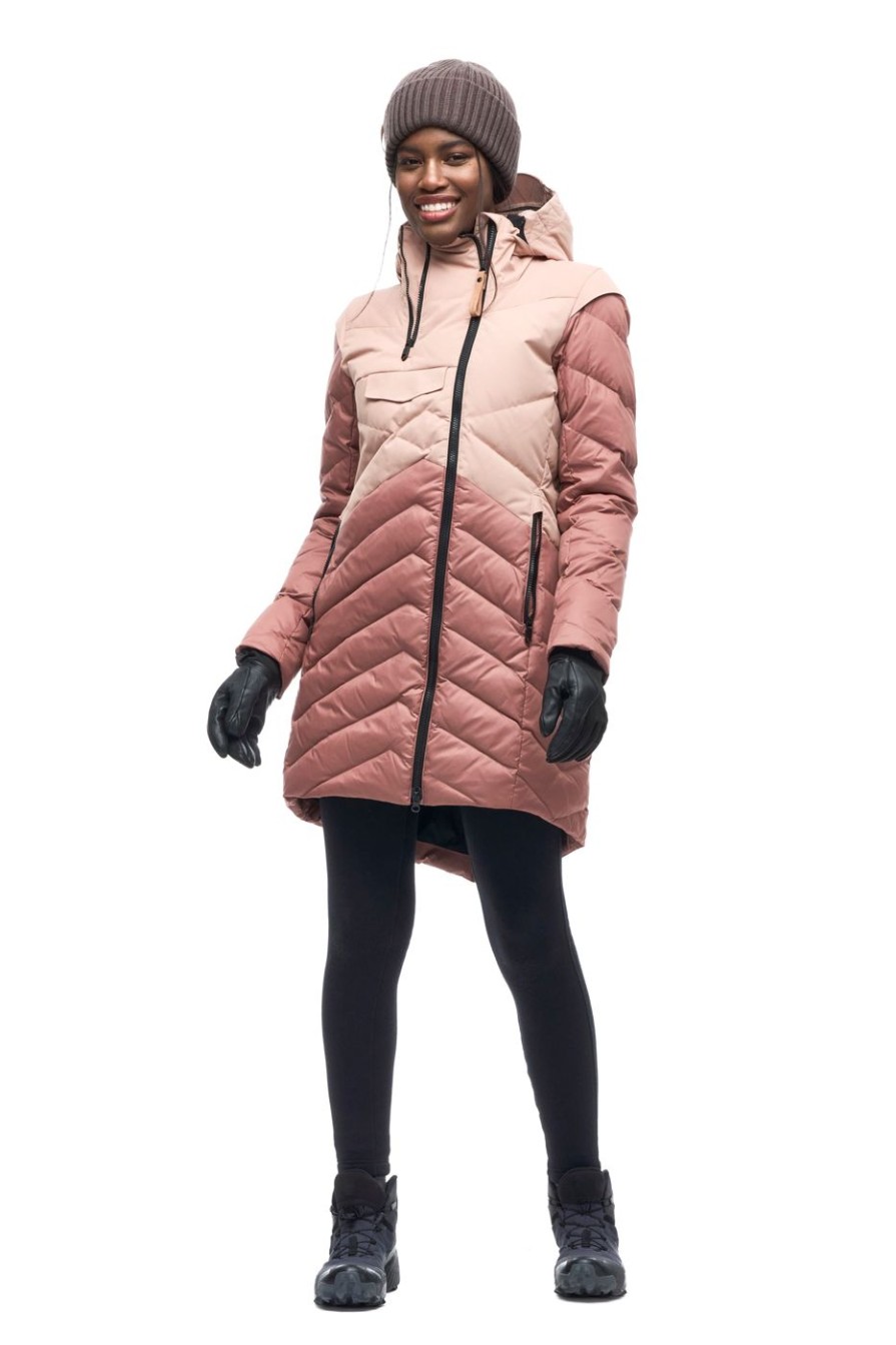 Women INDYEVA Down & Insulated | Ayaba Mix Down Insulated Jacket Red Rose/Dark Etna Cb