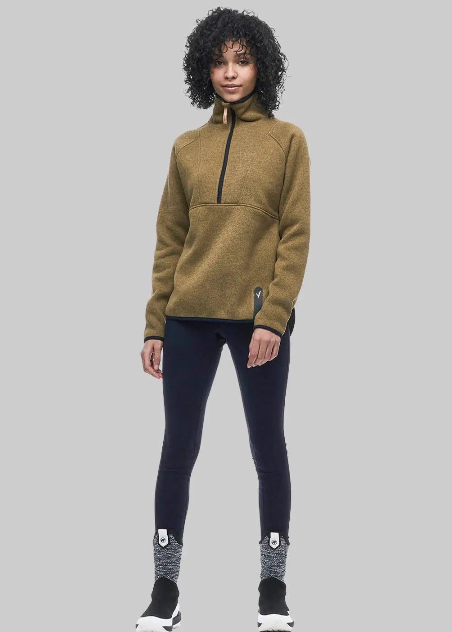 Women INDYEVA Fleece & Softs Shell | Hiti Half-Zip Sweater Fleece Amber H