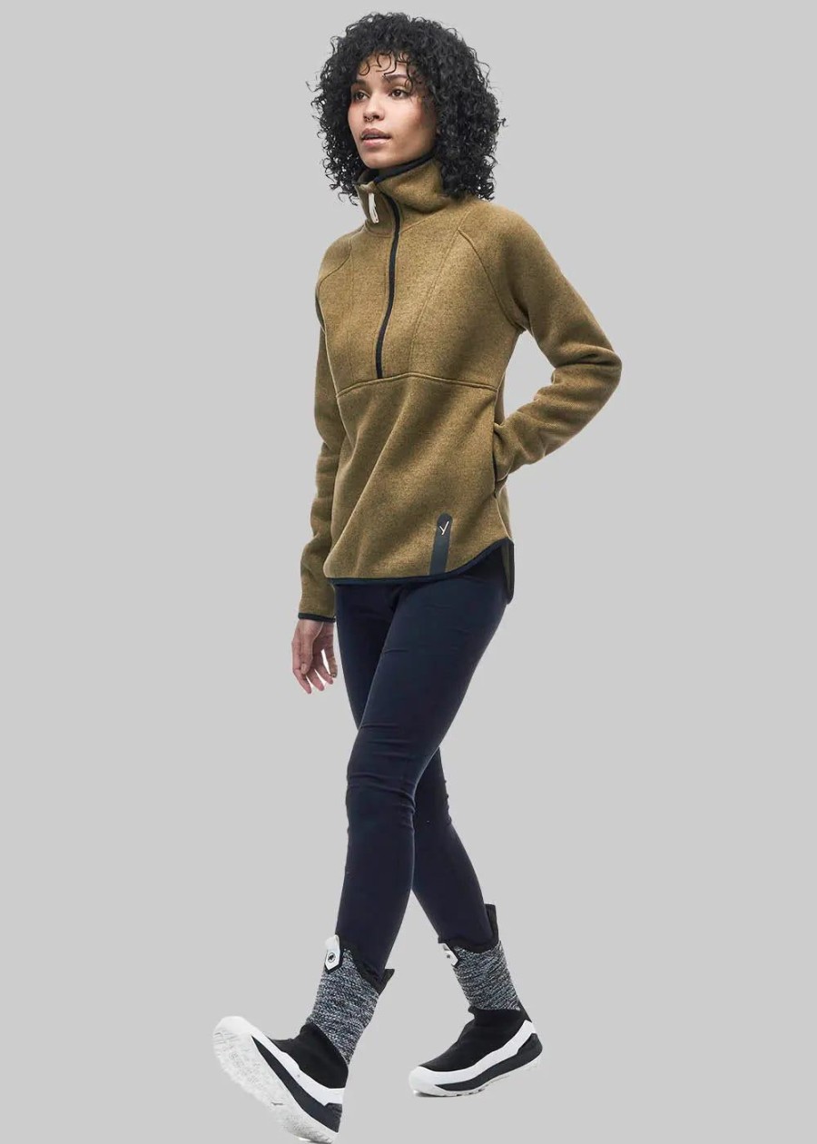 Women INDYEVA Fleece & Softs Shell | Hiti Half-Zip Sweater Fleece Amber H