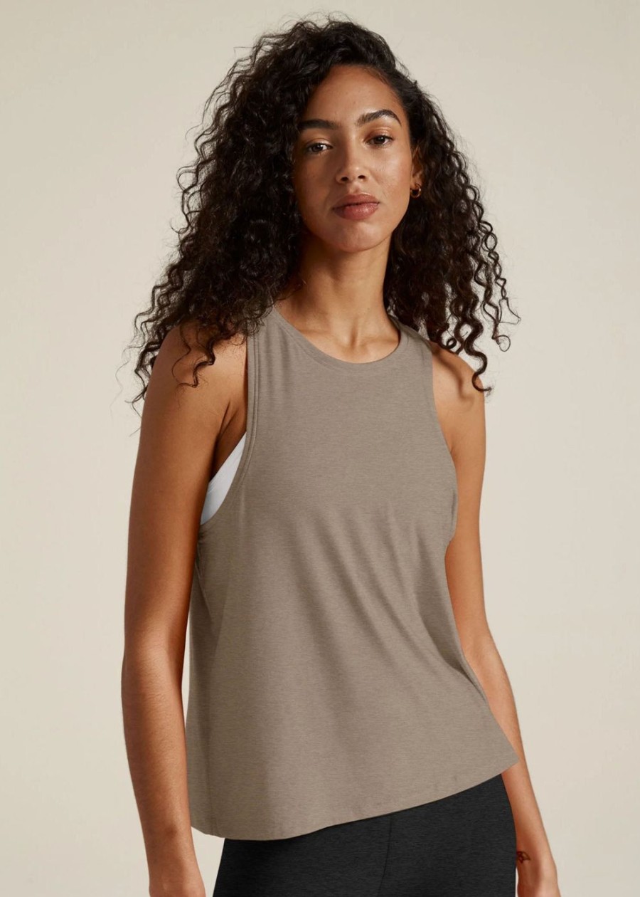 Women Beyond Yoga T- Shirts & Tank Tops | Featherweight Rebalance Tank Birch Heather