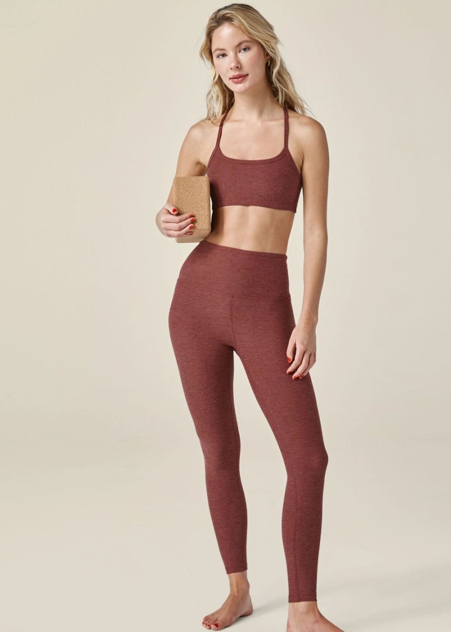 Women Beyond Yoga Leggings | Spacedye Caught In The Midi High Waisted Legging-Grape Rose Grape Rose Heather