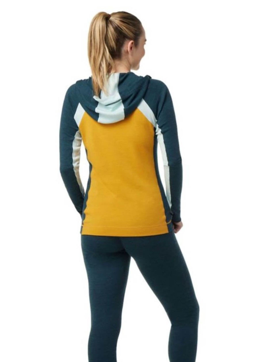 Women Smartwool Baselayer Tops | Women'S Classic Thermal Merino Base Layer 1/2 Zip Hoodie Honey Gold Heather