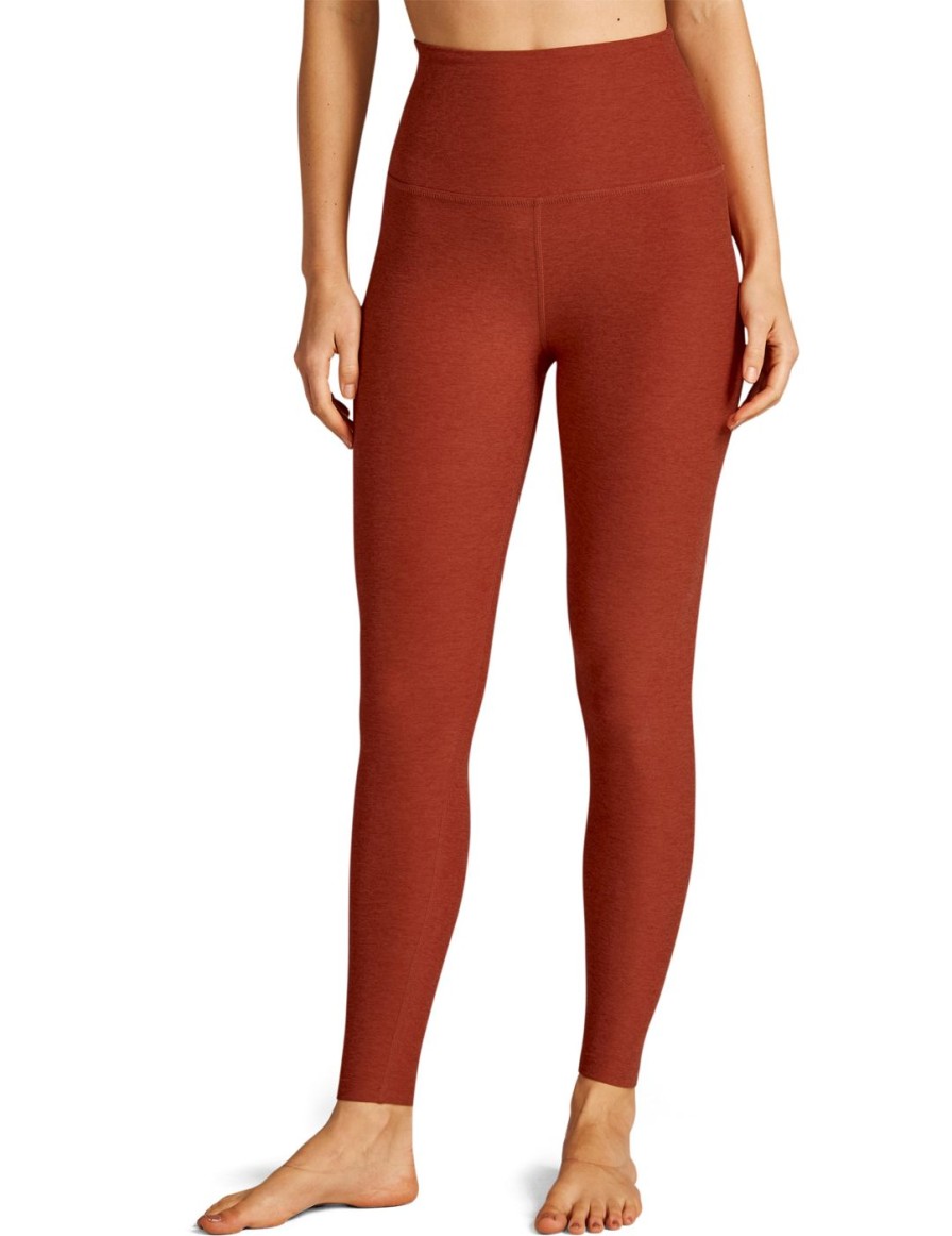 Women Beyond Yoga Leggings | Spacedye Caught In The Midi High Waisted Legging Red Sand Heather