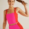 Women Beyond Yoga Sports Bras & Crop Tops | Spacedye Vitality Colorblock Cropped Tanki Pink Punch/Firecracker Red