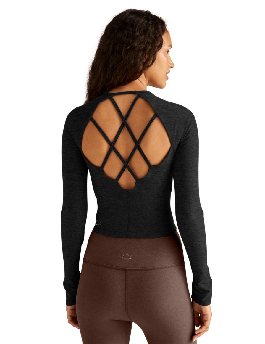 Women Beyond Yoga Sports Bras & Crop Tops | Spacedye Enlighten Cropped Pullover Darkest Night