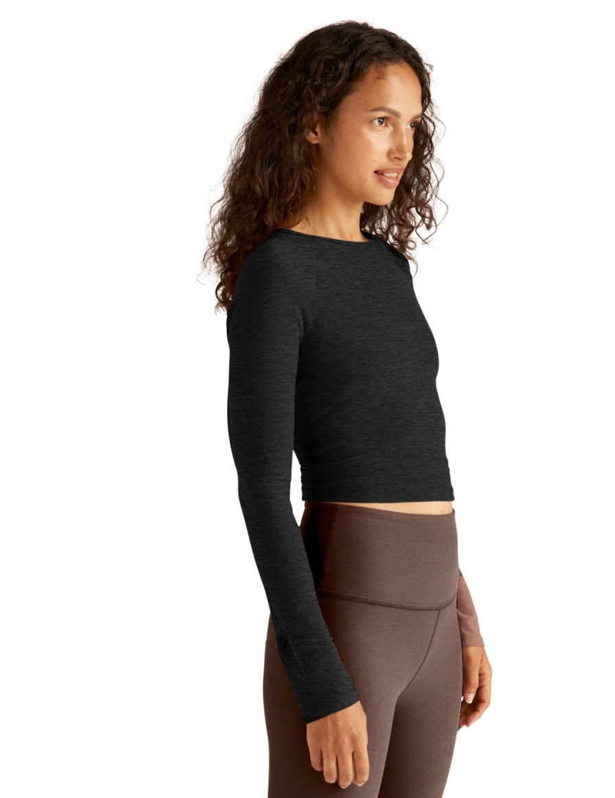 Women Beyond Yoga Sports Bras & Crop Tops | Spacedye Enlighten Cropped Pullover Darkest Night