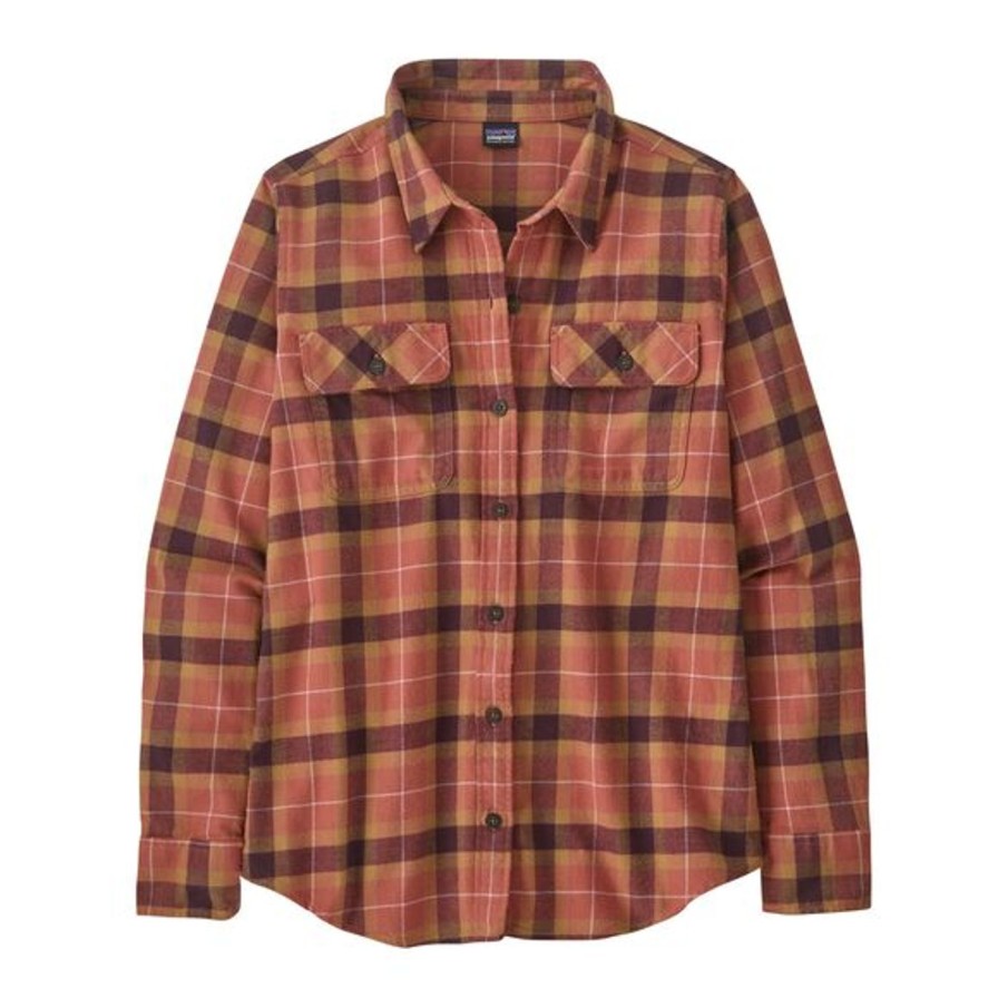 Women Patagonia Shackets & Overshirts | Long Sleeve Organic Cotton Mid-Weight Fjord Flannel Shirt