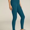 Women Beyond Yoga Leggings | Spacedye Out Of Pocket High Waisted Midi Legging Blue Gem