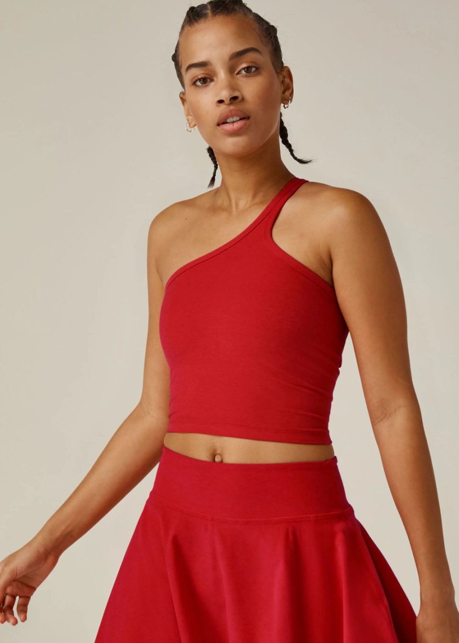 Women Beyond Yoga Sports Bras & Crop Tops | Spacedye One Up Cropped Tank Candy Apple Red Heather