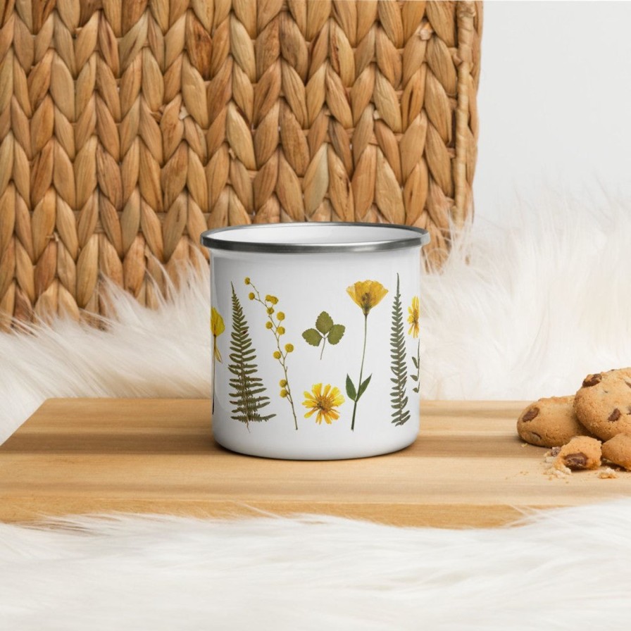 Gear & Wellness Butterfly & Toadstool | Pressed Fern Enamel Camp Mug