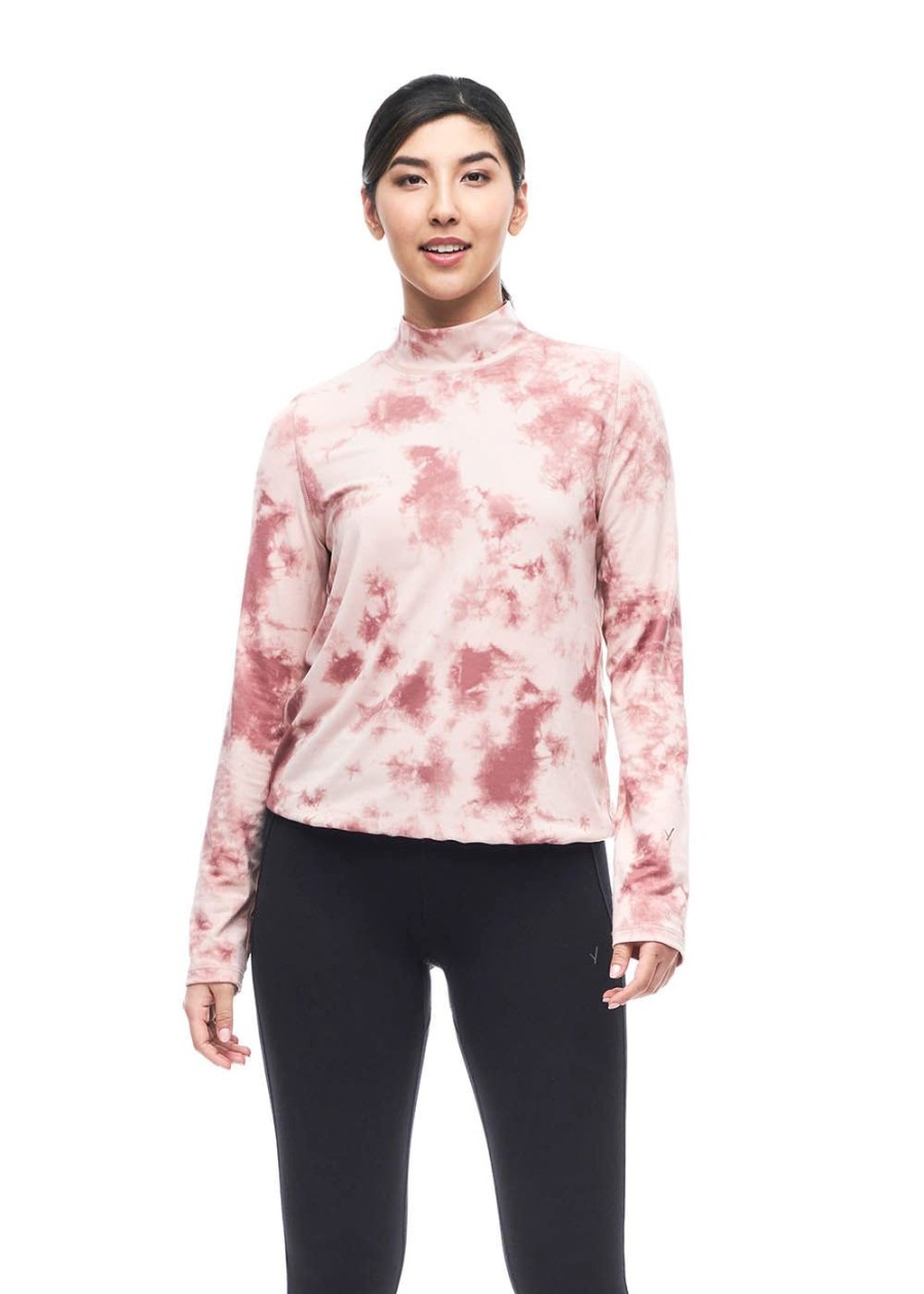 Women INDYEVA Sports Bras & Crop Tops | Baris Long Sleeve Mockneck Antique Rose Tie Dye