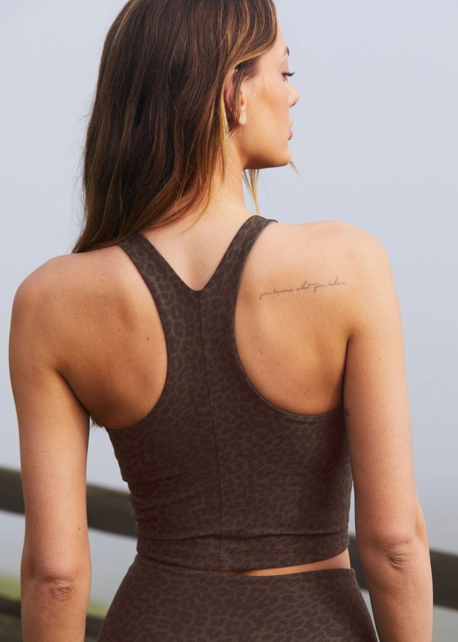 Women Beyond Yoga Sports Bras & Crop Tops | Softmark Refocus Cropped Tank Charcoal Leopard