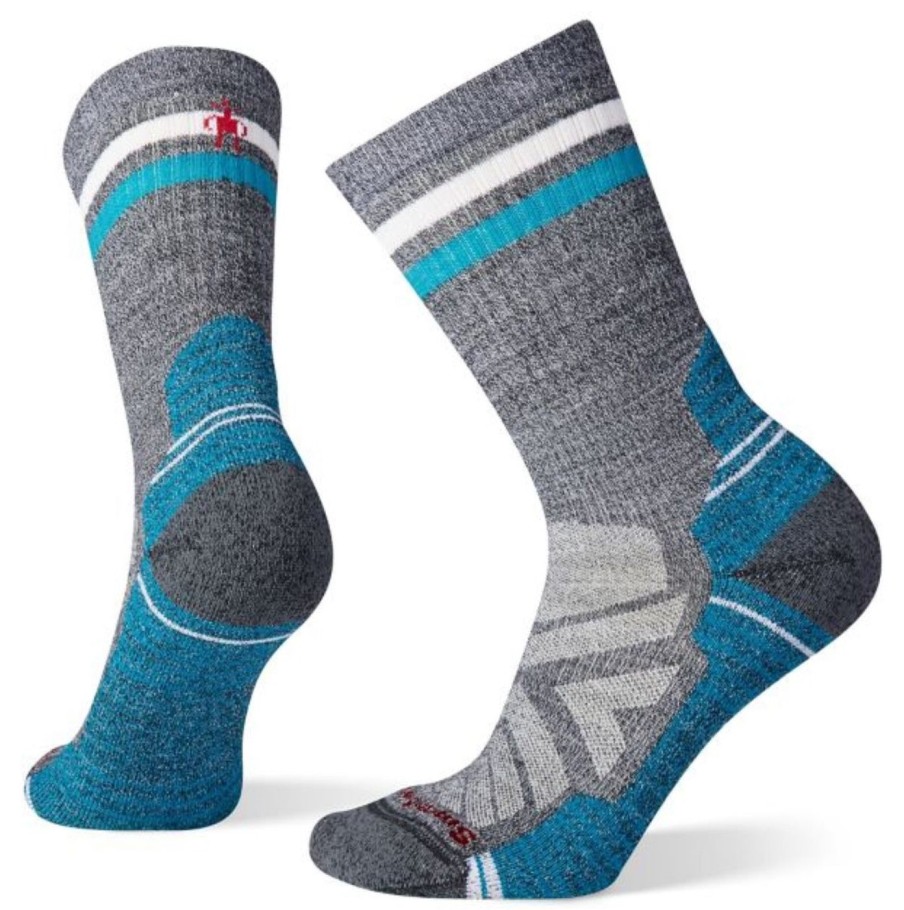 Women Smartwool | Women'S Hike Light Cushion Tube Stripe Crew Socks Charcoal-Light Gray