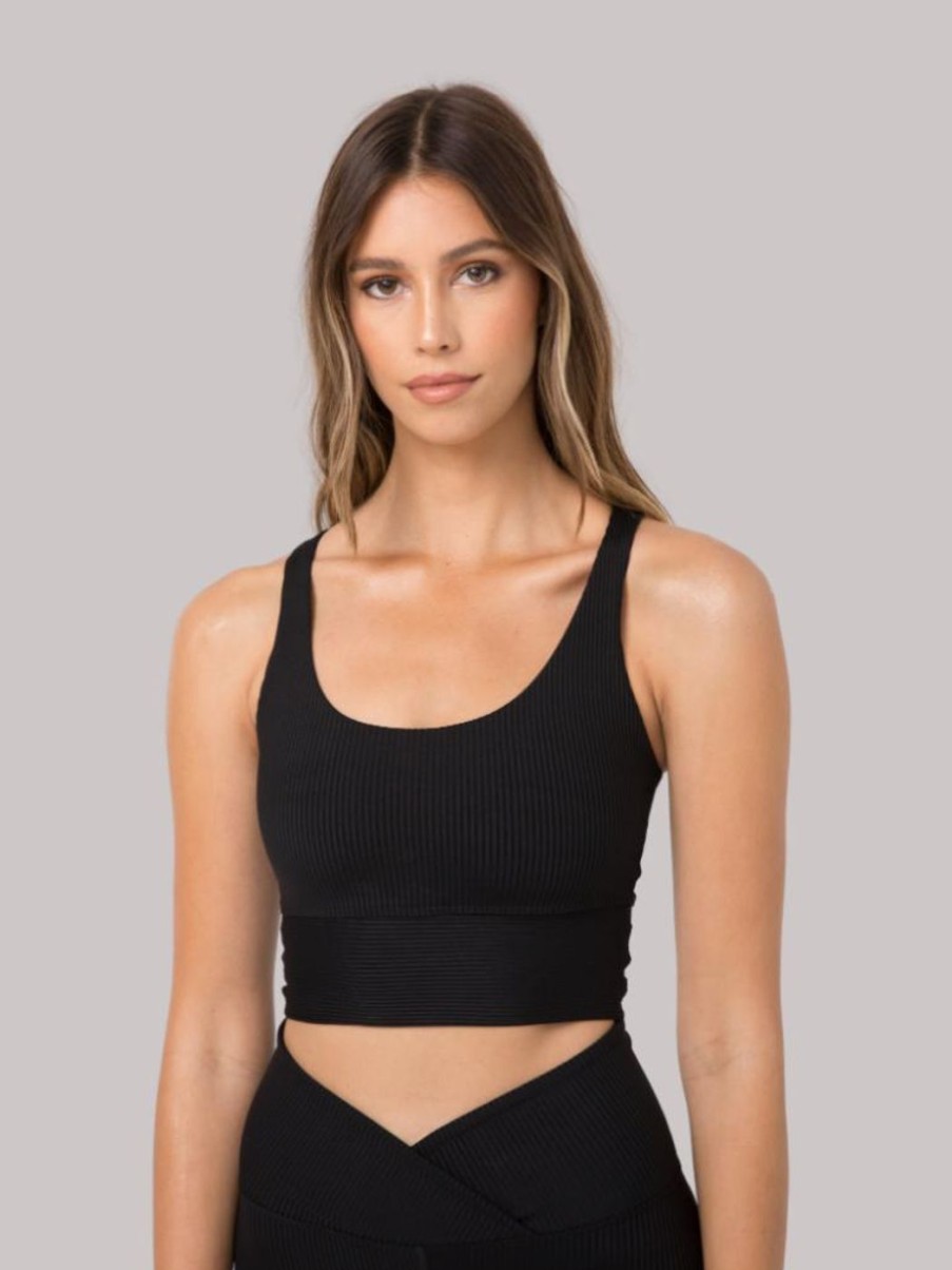 Women YEAR OF OURS Sports Bras & Crop Tops | Ribbed Gym Bra-Black Black Rib